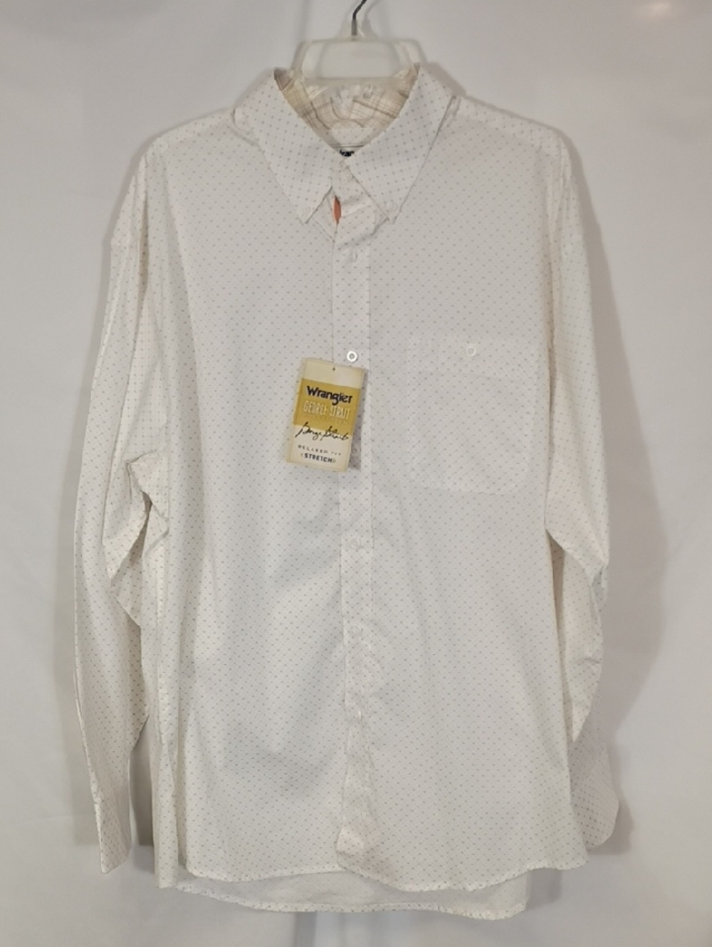 NWT Wrangler George Strait White Long Sleeve Button Down Shirt Mens Size XL